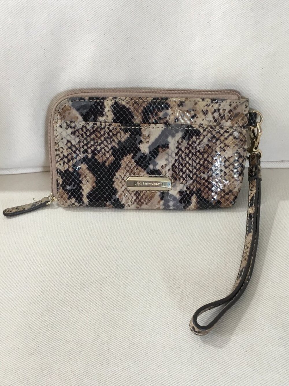 b. Makowsky Leather Snakeskin Wristlet Wallet
